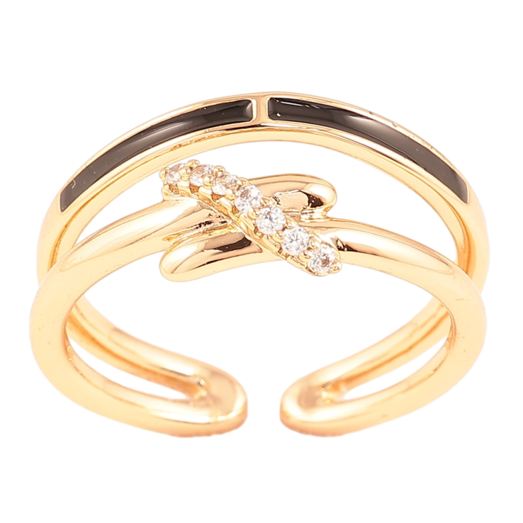 Кольцо Xuping Позолота 18K Двойная шинка с черной эмалью и цирконием фото №12 Кольцо Xuping Позолота 18K Двойная шинка с черной эмалью и цирконием фото №12