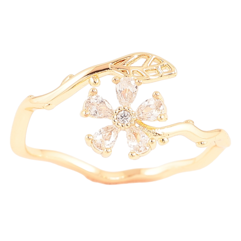 Каблучка Xuping Позолота 18K «Кришталева квіточка» фото №4 Каблучка Xuping Позолота 18K «Кришталева квіточка» фото №4
