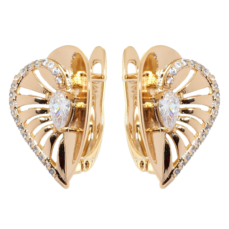 Сережки Xuping Позолота 18K англійський замок Сердечки з цирконієм фото №1 Сережки Xuping Позолота 18K англійський замок Сердечки з цирконієм фото №1