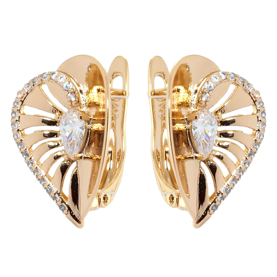 Серьги Xuping Позолота 18K английский замок Сердечки с цирконием фото №1 Серьги Xuping Позолота 18K английский замок Сердечки с цирконием фото №1