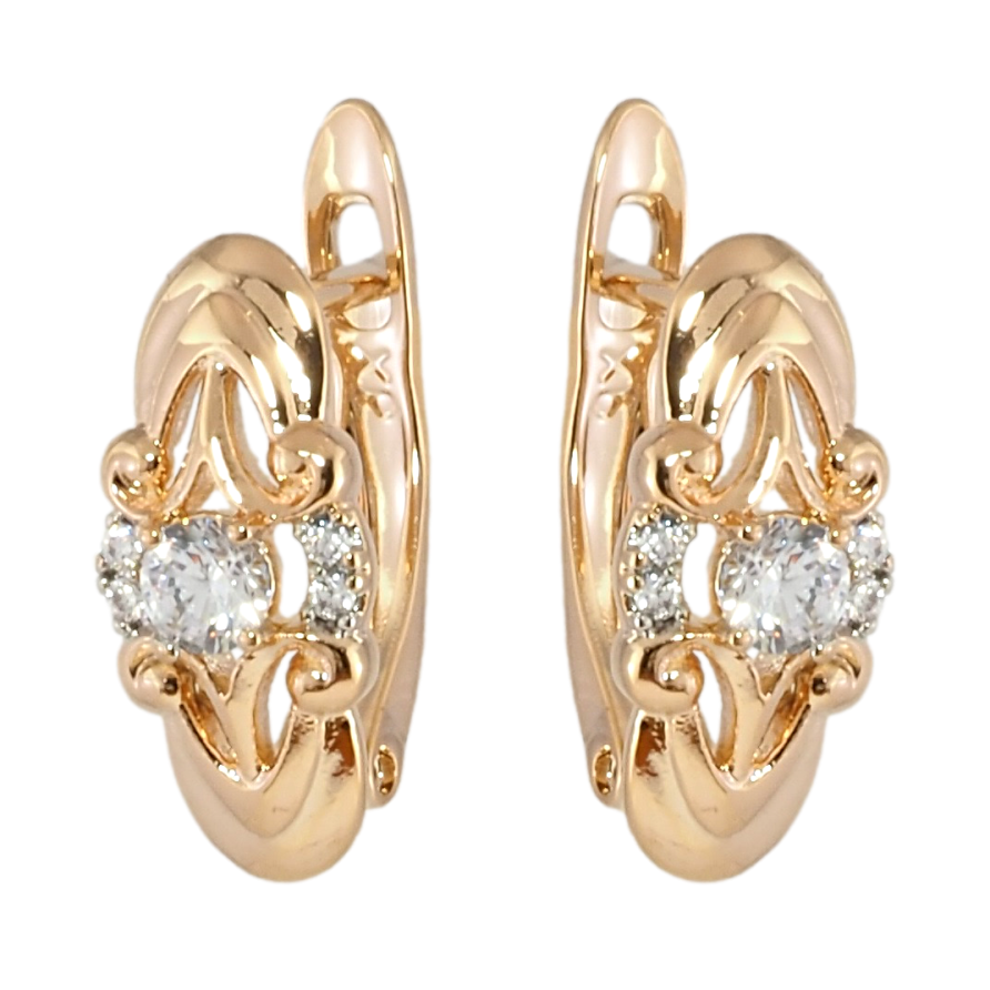 Сережки Xuping Позолота 18K англійський замок Декоративний візерунок з цирконієм фото №1 Сережки Xuping Позолота 18K англійський замок Декоративний візерунок з цирконієм фото №1