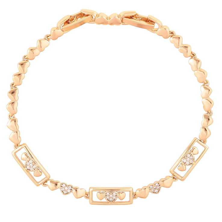 Браслет Xuping Позолота 18K Сердечки с цирконием размер с доп.замком 17,19см х 3-6мм фото №4