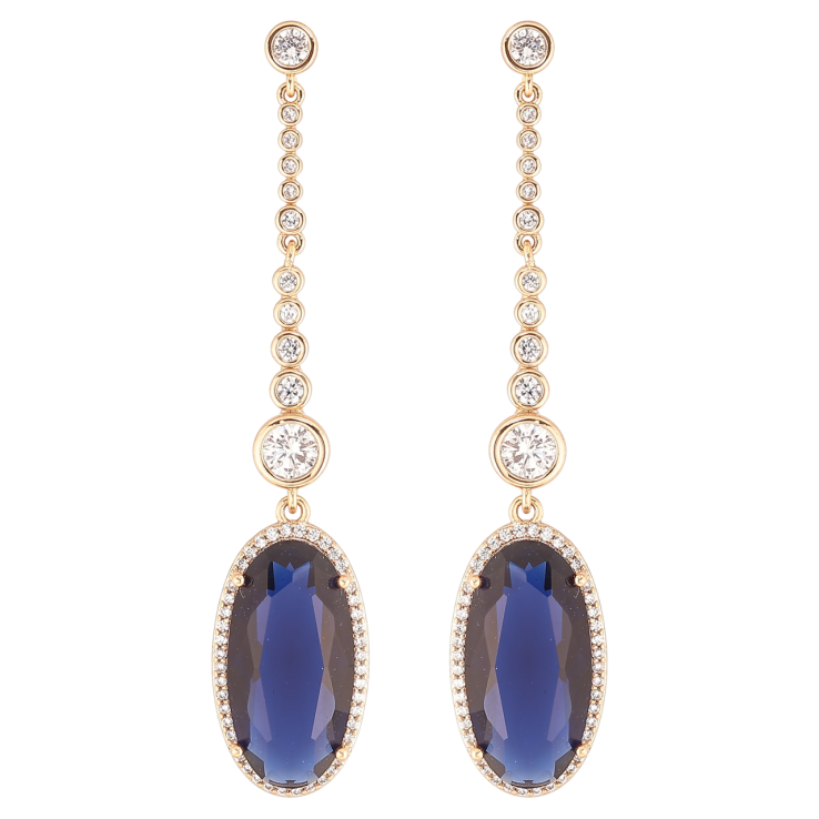 Серьги Xuping QQMM Позолота 18K пусеты Кристальные подвески с синими фианитами фото №12 Серьги Xuping QQMM Позолота 18K пусеты Кристальные подвески с синими фианитами фото №12