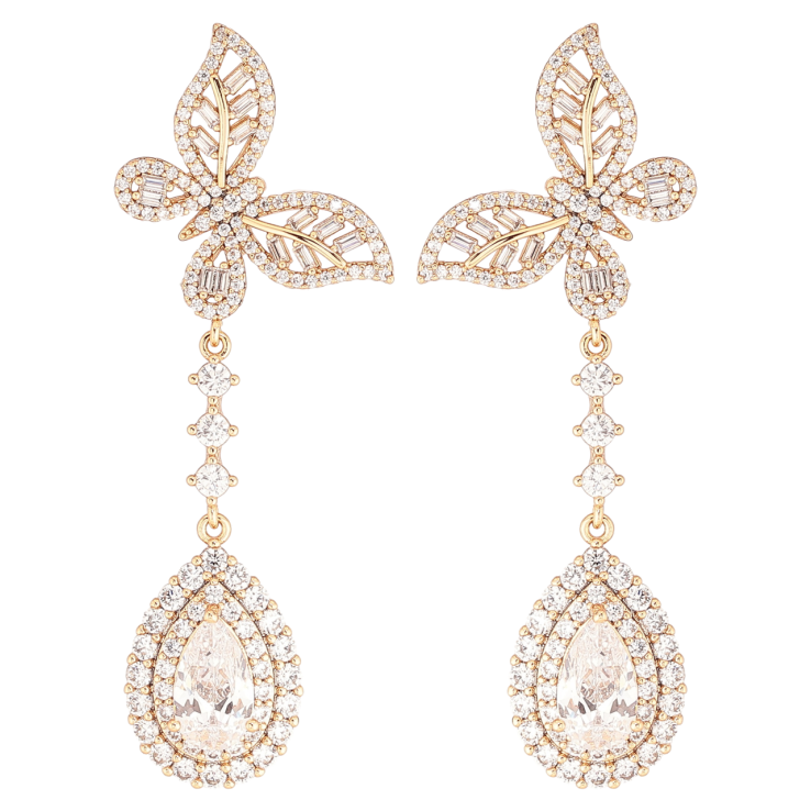 Серьги Xuping QQMM Позолота 18K пусеты Бабочки с кристальными подвесками фото №14 Серьги Xuping QQMM Позолота 18K пусеты Бабочки с кристальными подвесками фото №14
