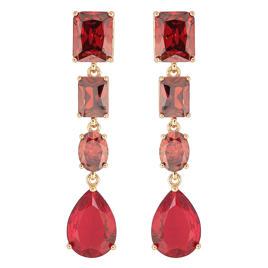 Серьги Xuping QQMM Позолота 18K пусеты Подвески из красных фианитов фото №1 Серьги Xuping QQMM Позолота 18K пусеты Подвески из красных фианитов фото №1