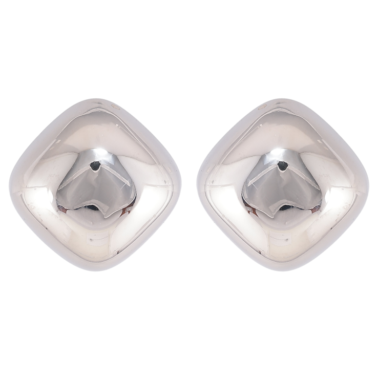 Серьги Xuping TTM Stainless Steel цвет Родий пусеты Объемные ромбы 18х18мм фото №12