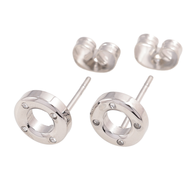 Серьги Xuping TTM Stainless Steel цвет Родий пусеты Колечки с вставками циркония фото №17