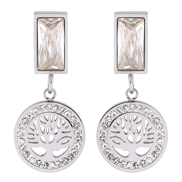 Серьги Xuping TTM Stainless Steel цвет Родий пусеты Подвески на фианитах Древо жизни фото №10 Серьги Xuping TTM Stainless Steel цвет Родий пусеты Подвески на фианитах Древо жизни фото №10