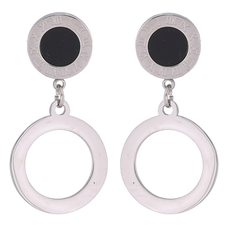 Сережки Xuping TTM Stainless Steel колір Родій пусети «Круглі підвіски з циферблатом і чорними вставками» фото №16 Сережки Xuping TTM Stainless Steel колір Родій пусети «Круглі підвіски з циферблатом і чорними вставками» фото №16