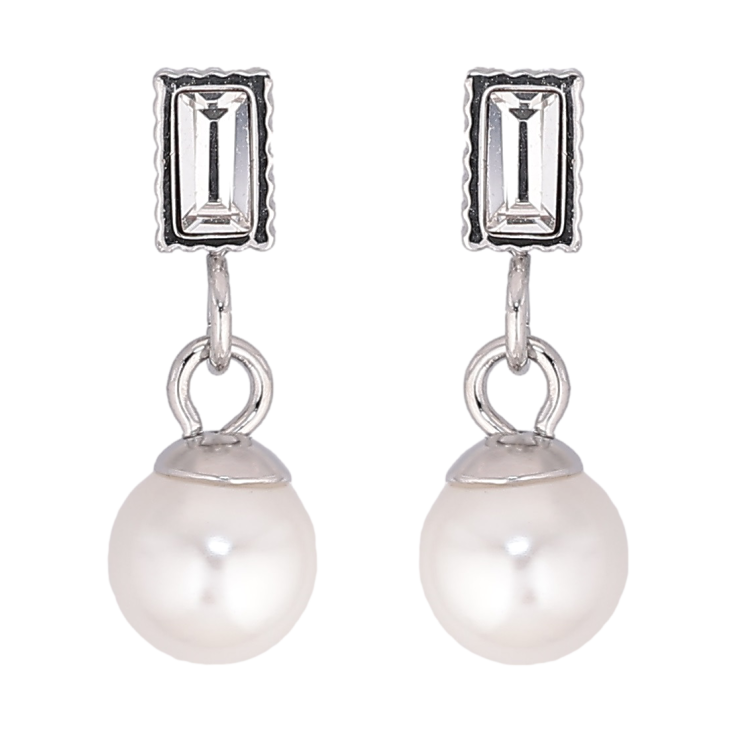 Серьги Xuping TTM Stainless Steel цвет Родий пусеты Кристаллы с жемчужными подвесками фото №10 Серьги Xuping TTM Stainless Steel цвет Родий пусеты Кристаллы с жемчужными подвесками фото №10