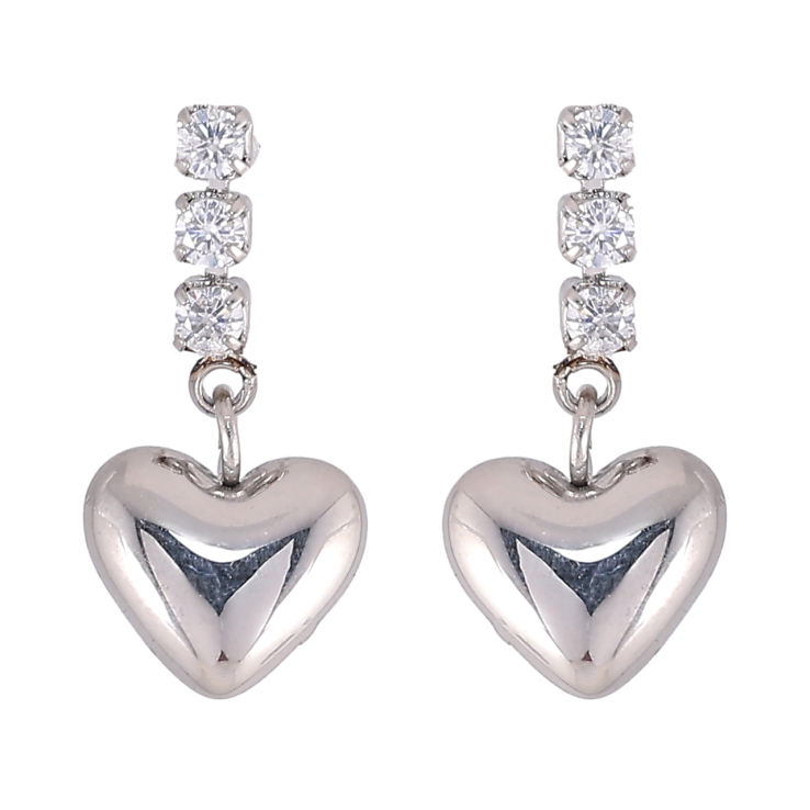 Серьги Xuping TTM Stainless Steel цвет Родий пусеты Подвески с кристаллами и сердечками фото №7 Серьги Xuping TTM Stainless Steel цвет Родий пусеты Подвески с кристаллами и сердечками фото №7