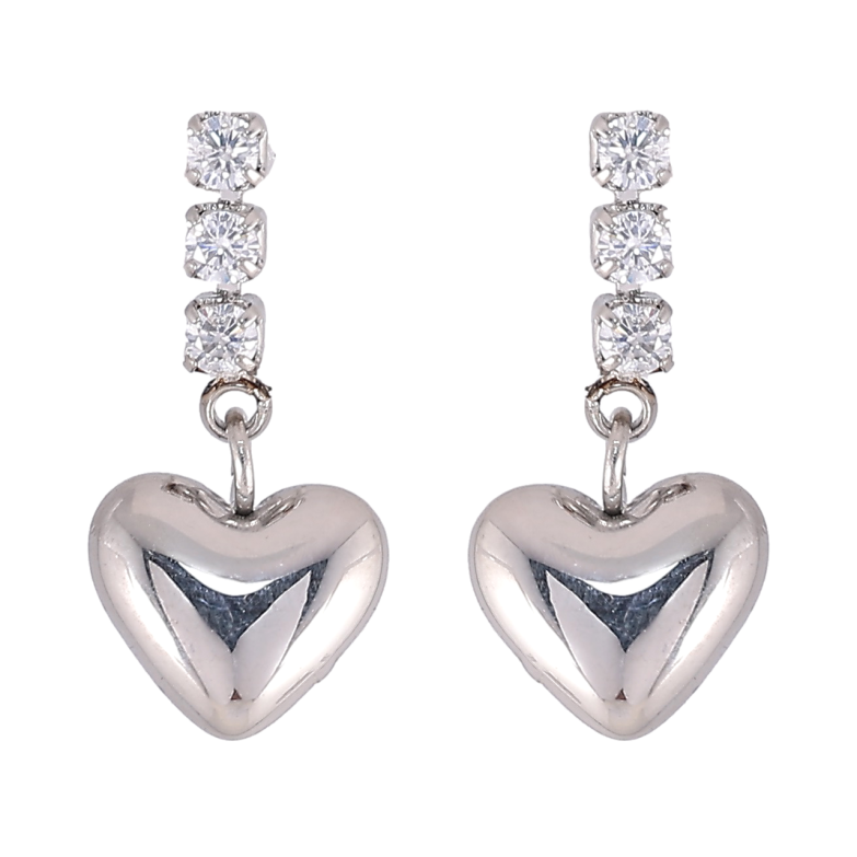 Сережки Xuping TTM Stainless Steel колір Родій пусети «Підвіски з кристалами та сердечками» фото №1