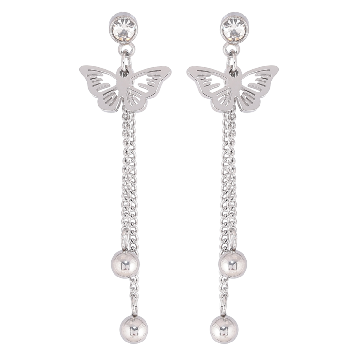 Серьги Xuping TTM Stainless Steel цвет Родий пусеты Подвески с бабочками фото №6