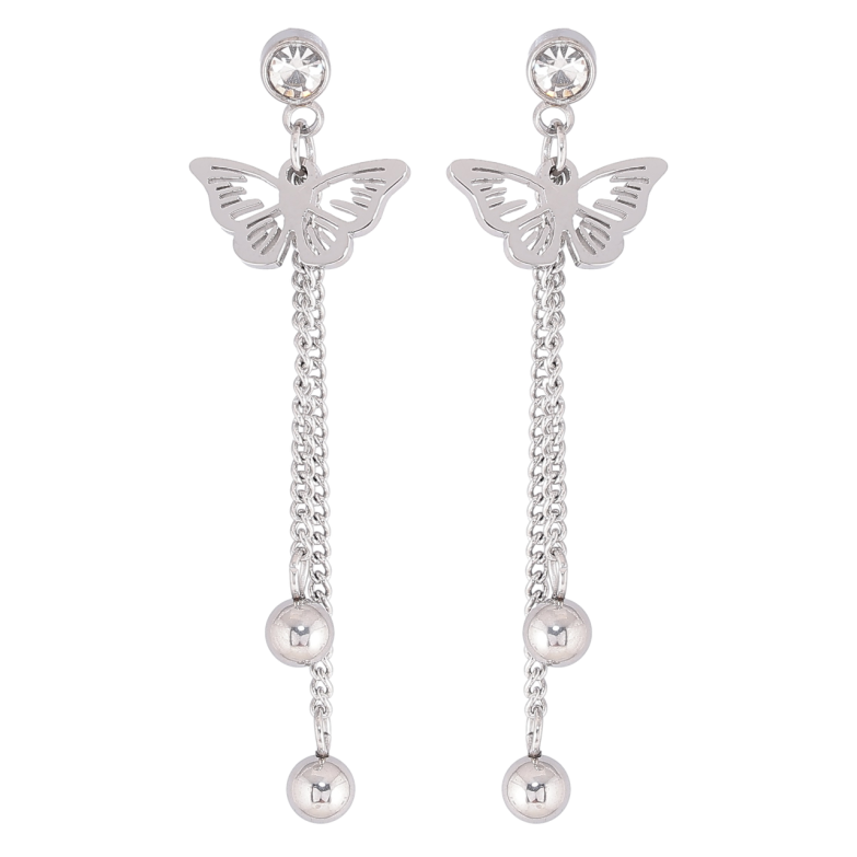 Серьги Xuping TTM Stainless Steel цвет Родий пусеты Подвески с бабочками фото №4
