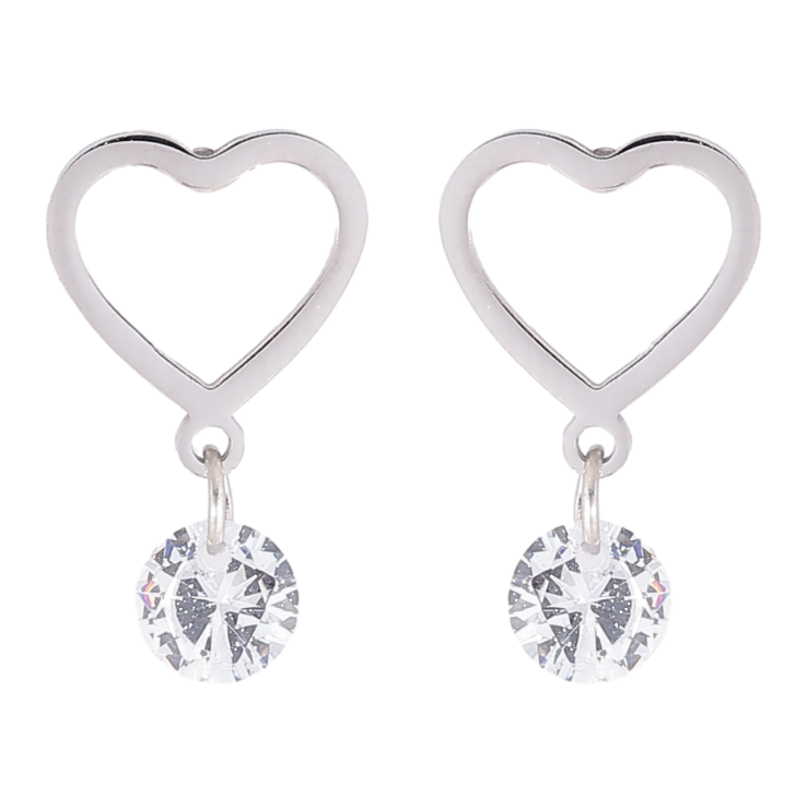 Серьги Xuping TTM Stainless Steel цвет Родий пусеты Сердечки с кристаллами фото №22 Серьги Xuping TTM Stainless Steel цвет Родий пусеты Сердечки с кристаллами фото №22