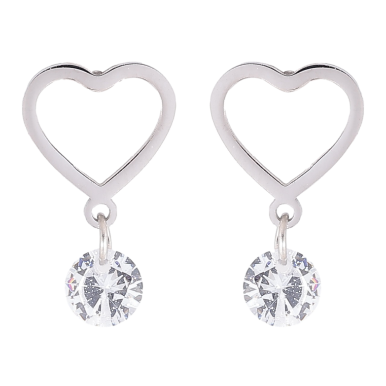 Серьги Xuping TTM Stainless Steel цвет Родий пусеты Сердечки с кристаллами фото №3