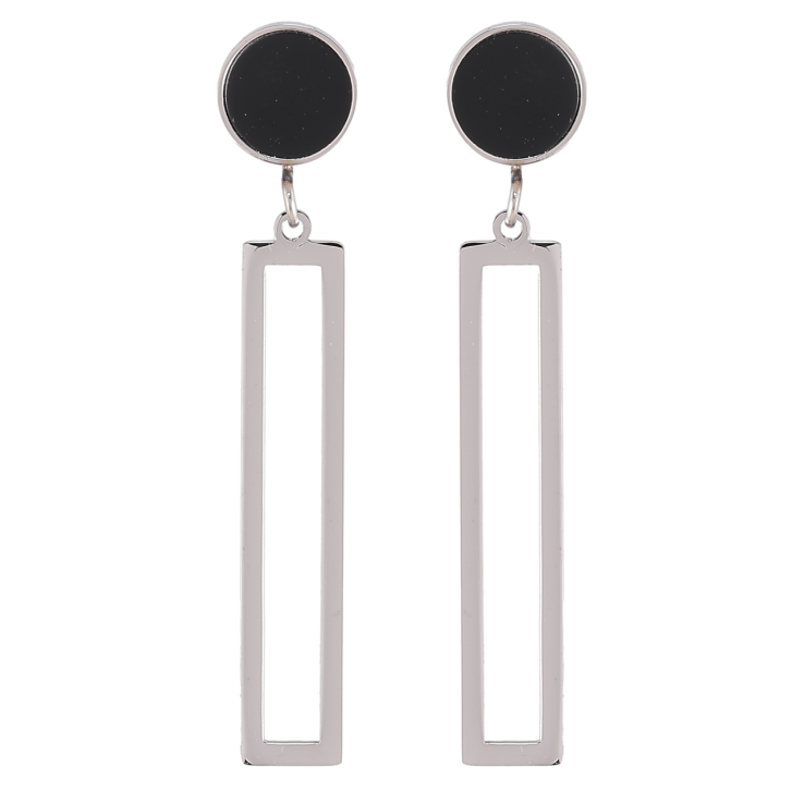 Серьги Xuping TTM Stainless Steel цвет Родий пусеты Декоративные подвески с черными вставками фото №15