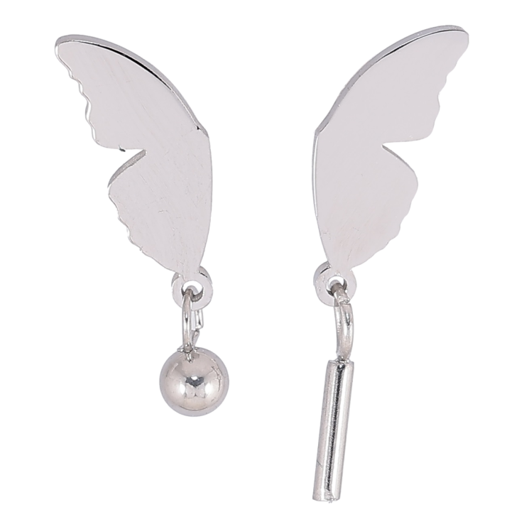 Серьги Xuping TTM Stainless Steel цвет Родий пусеты Ассиметричные подвески с крыльями бабочки фото №5 Серьги Xuping TTM Stainless Steel цвет Родий пусеты Ассиметричные подвески с крыльями бабочки фото №5