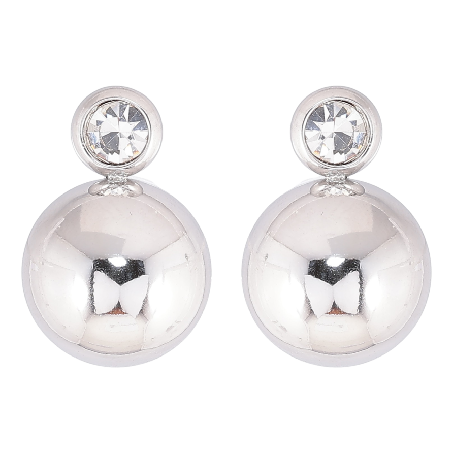 Серьги Xuping TTM Stainless Steel цвет Родий пусеты Шарики с кристаллами фото №1