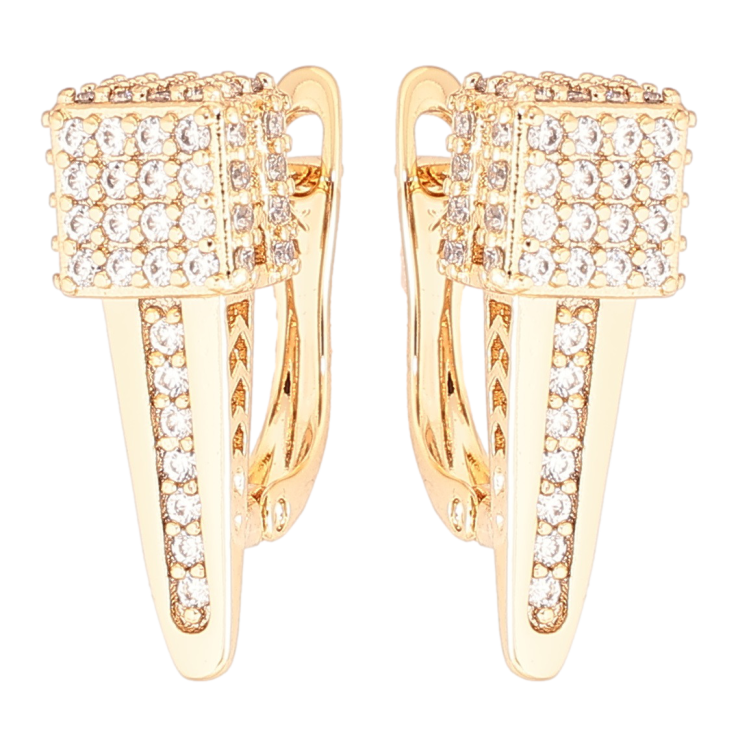 Серьги Xuping Позолота 18K английский замок Инкрустация цирконием фото №4 Серьги Xuping Позолота 18K английский замок Инкрустация цирконием фото №4