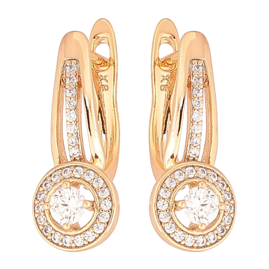 Серьги Xuping Позолота 18K английский замок Инкрустация цирконием фото №1 Серьги Xuping Позолота 18K английский замок Инкрустация цирконием фото №1