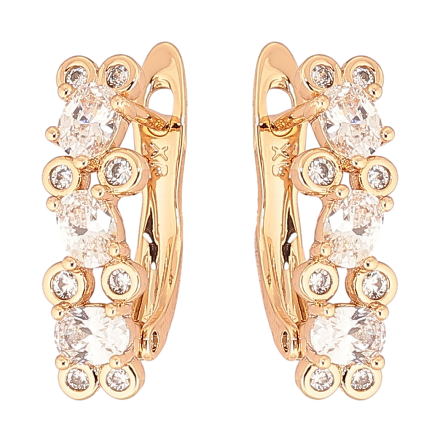 Серьги Xuping Позолота 18K английский замок Инкрустация цирконием фото №1 Серьги Xuping Позолота 18K английский замок Инкрустация цирконием фото №1