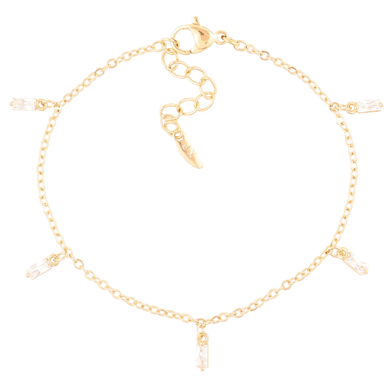 Браслет Xuping Позолота 18K Цепочка с кристальными подвесками размер с доп.цеп.16.5-19см х 1.5мм фото №1 Браслет Xuping Позолота 18K Цепочка с кристальными подвесками размер с доп.цеп.16.5-19см х 1.5мм фото №1