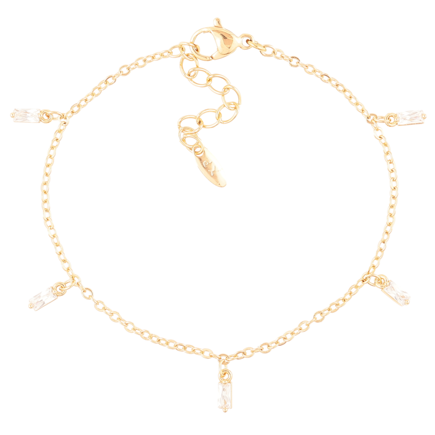 Браслет Xuping Позолота 18K Цепочка с кристальными подвесками размер с доп.цеп.16.5-19см х 1.5мм фото №1 Браслет Xuping Позолота 18K Цепочка с кристальными подвесками размер с доп.цеп.16.5-19см х 1.5мм фото №1