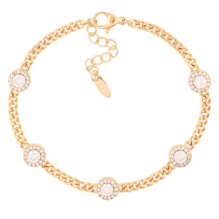 Браслет Xuping Позолота 18K Цепочка с кристальными вставками размер с доп.цеп.17-20см х 3мм фото №4 Браслет Xuping Позолота 18K Цепочка с кристальными вставками размер с доп.цеп.17-20см х 3мм фото №4