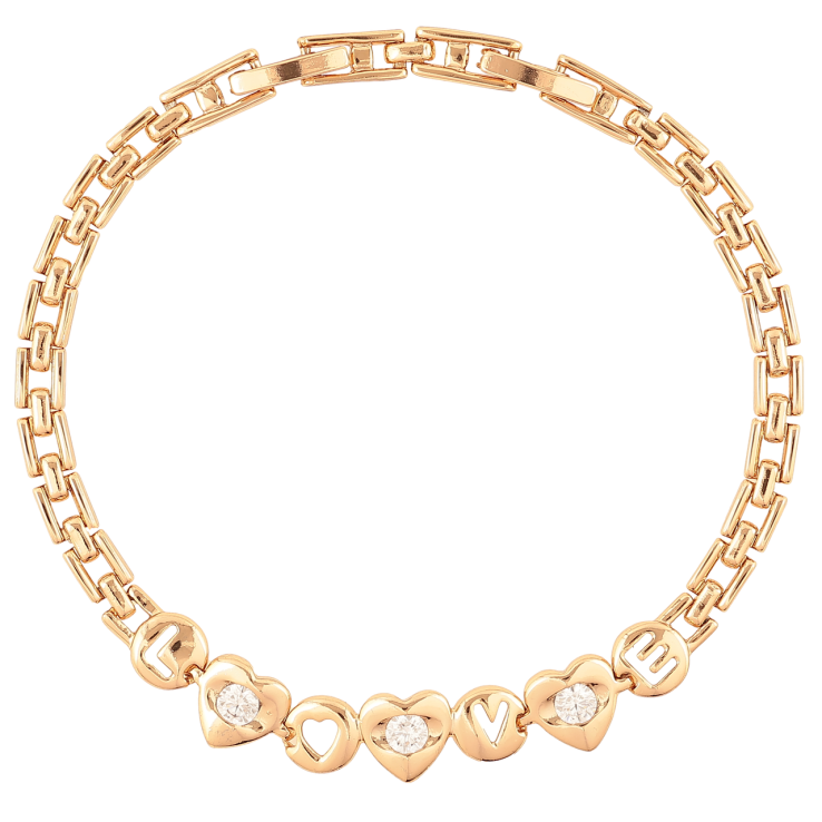 Браслет Xuping Позолота 18K Браслетне плетіння із вставкою Love розмір з доп. замком 17.5,19.5см х 4мм фото №2 Браслет Xuping Позолота 18K Браслетне плетіння із вставкою Love розмір з доп. замком 17.5,19.5см х 4мм фото №2