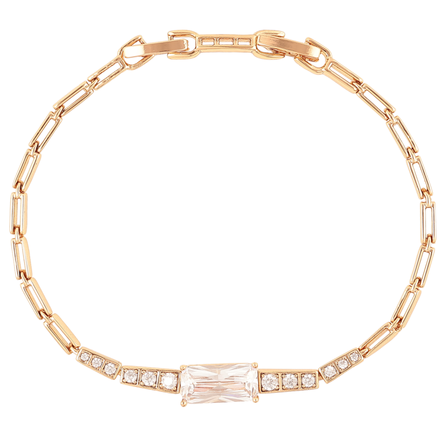 Браслет Xuping Позолота 18K Узор с цирконием и фианитом размер с доп. замком 17,19см х 2мм фото №1