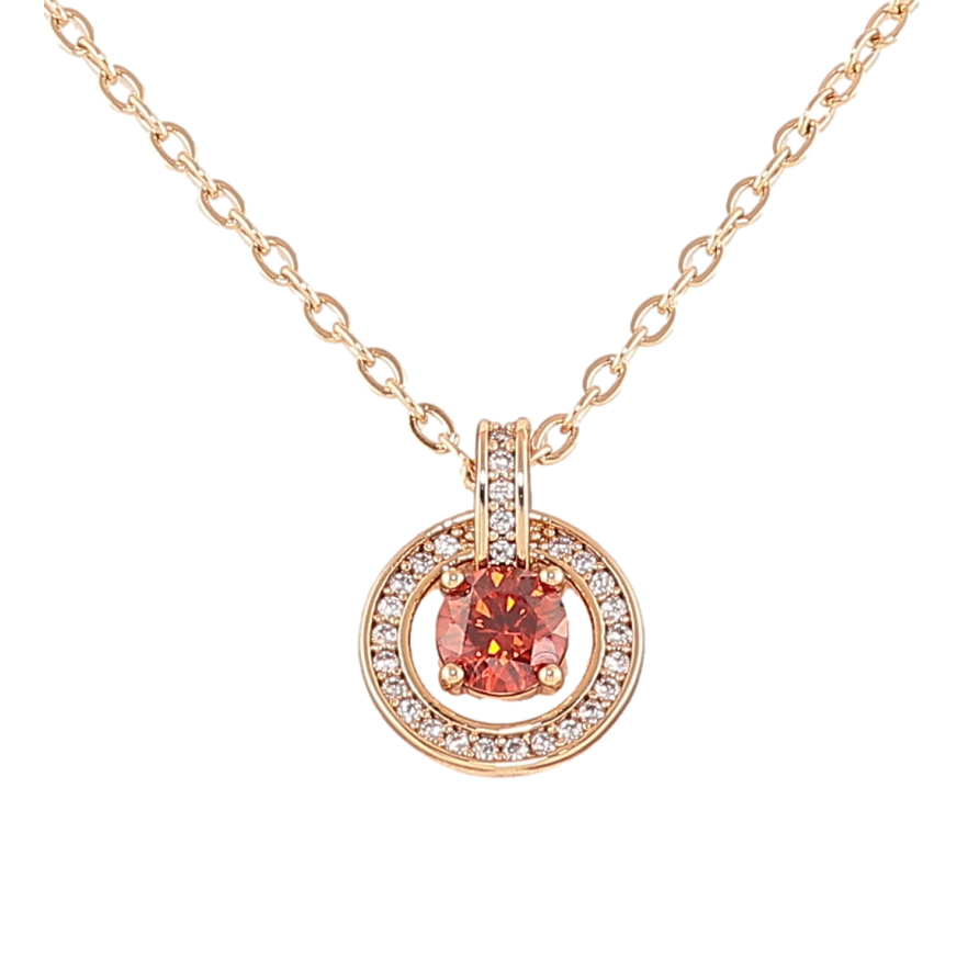 Кулон на ланцюжку Xuping Позолота 18K «Червоний фіаніт у колечку цирконію» довжина 45-48см х 1.5мм фото №1
