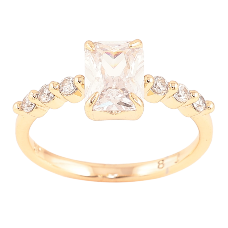 Каблучка Xuping Позолота 18K «Фіаніт на шинці з цирконієм» фото №5 Каблучка Xuping Позолота 18K «Фіаніт на шинці з цирконієм» фото №5