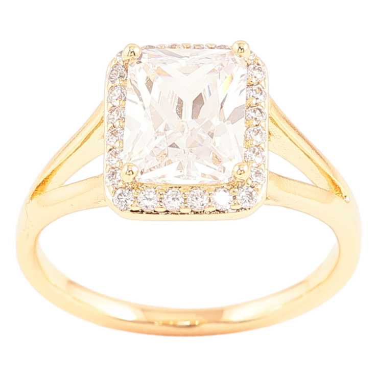 Каблучка Xuping Позолота 18K «Фіаніт в обрамленні цирконію» фото №25 Каблучка Xuping Позолота 18K «Фіаніт в обрамленні цирконію» фото №25