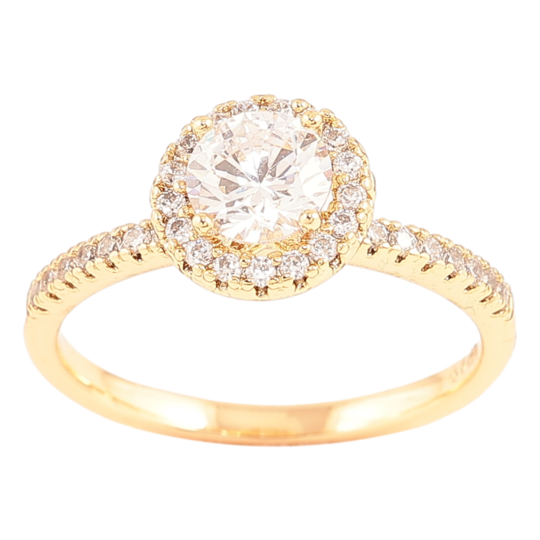 Каблучка Xuping Позолота 18K «Фіаніт в обрамленні цирконію» фото №11 Каблучка Xuping Позолота 18K «Фіаніт в обрамленні цирконію» фото №11