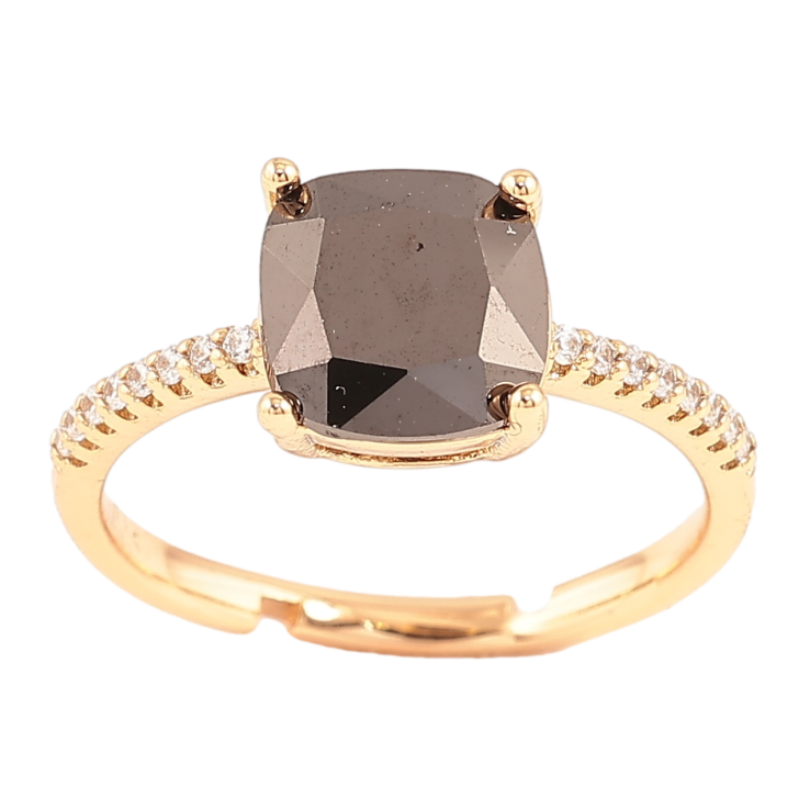 Каблучка Xuping Позолота 18K «Чорний фіаніт на доріжці цирконію, 8х8мм» фото №17 Каблучка Xuping Позолота 18K «Чорний фіаніт на доріжці цирконію, 8х8мм» фото №17