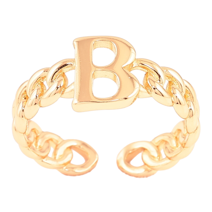 Каблучка Xuping Позолота 18K «Візерунок ланцюжок з буквою В» фото №8 Каблучка Xuping Позолота 18K «Візерунок ланцюжок з буквою В» фото №8