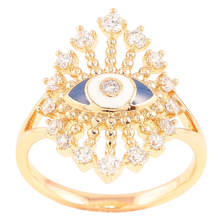 Кольцо Xuping Позолота 18K Глаз с цирконием и эмалью фото №4 Кольцо Xuping Позолота 18K Глаз с цирконием и эмалью фото №4