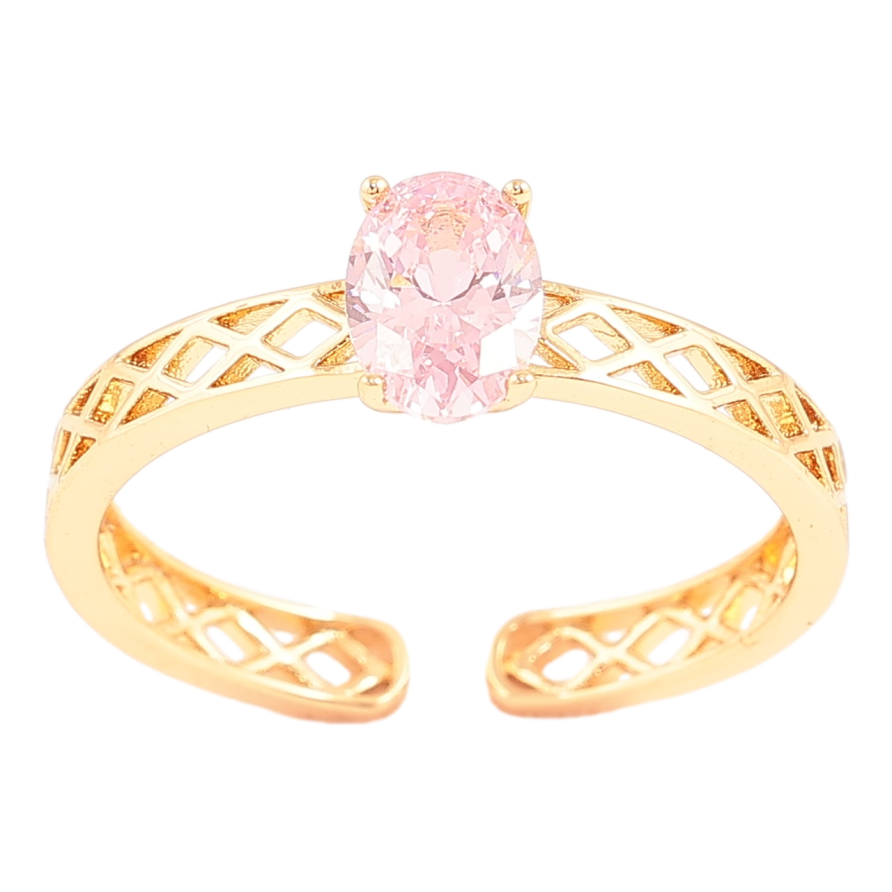 Кольцо Xuping Позолота 18K Резная шинка с розовым фианитом фото №1 Кольцо Xuping Позолота 18K Резная шинка с розовым фианитом фото №1