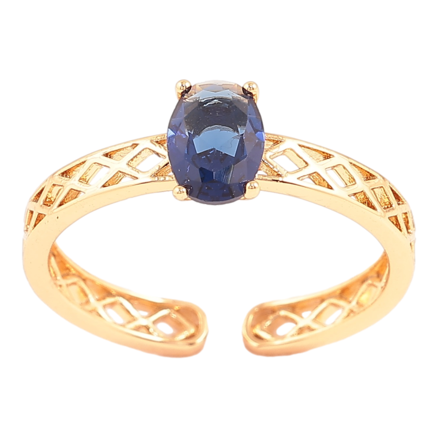 Каблучка Xuping Позолота 18K «Різьблена шинка з синім фіанітом» фото №1 Каблучка Xuping Позолота 18K «Різьблена шинка з синім фіанітом» фото №1