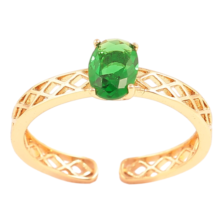 Каблучка Xuping Позолота 18K «Різьблена шинка з зеленим фіанітом» фото №19 Каблучка Xuping Позолота 18K «Різьблена шинка з зеленим фіанітом» фото №19