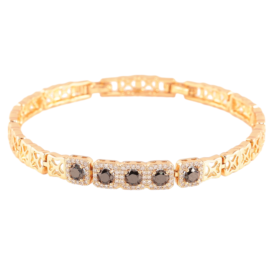 Браслет Xuping Позолота 18K Черные фианиты с цирконием размер с доп. замком 18,20см х 6мм фото №1