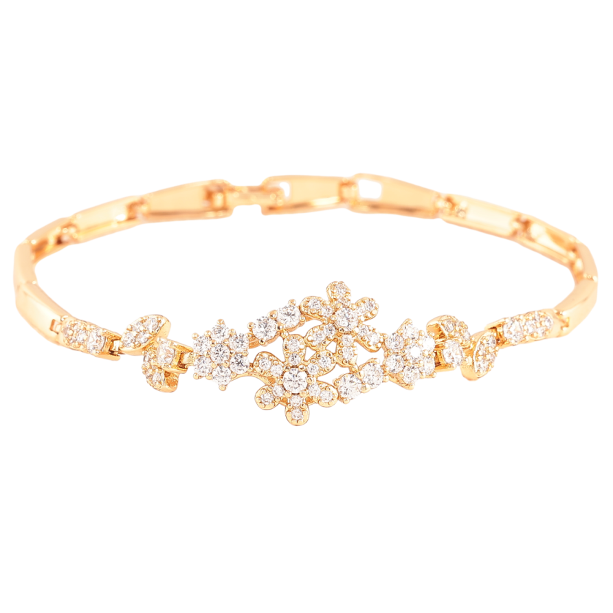 Браслет Xuping Позолота 18K Цветочный узор с цирконием размер 19см х 3мм фото №1 Браслет Xuping Позолота 18K Цветочный узор с цирконием размер 19см х 3мм фото №1