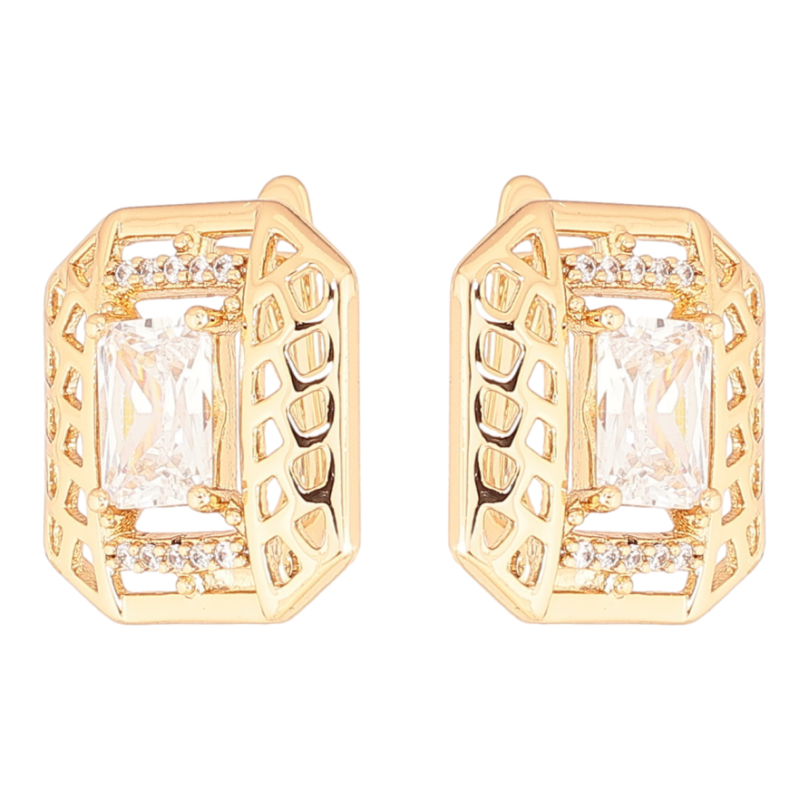 Серьги Xuping Позолота 18K английский замок Резной узор с цирконием фото №1