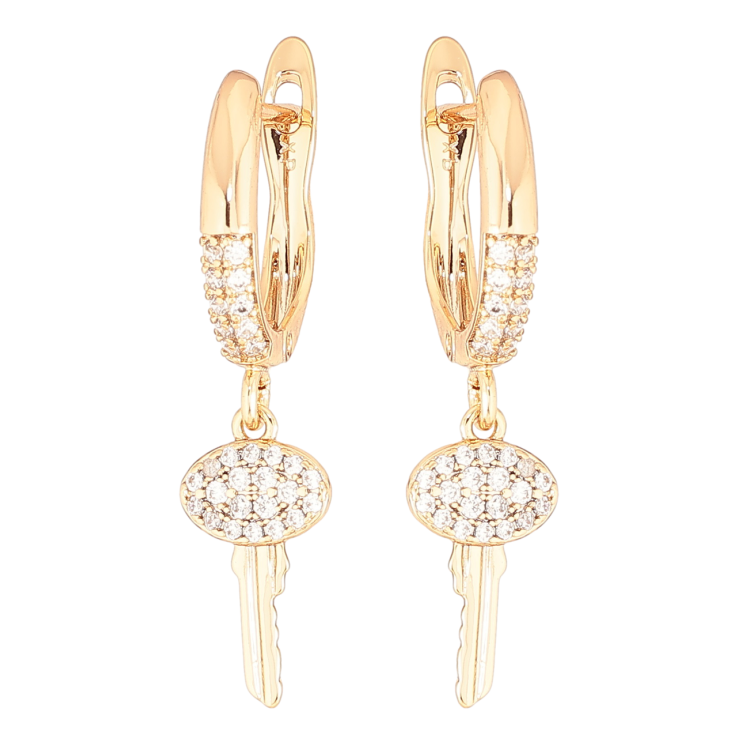 Серьги Xuping Позолота 18K английский замок Ключики с цирконием фото №9 Серьги Xuping Позолота 18K английский замок Ключики с цирконием фото №9