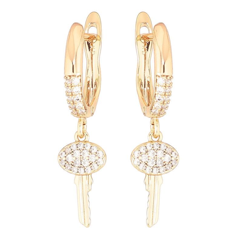 Серьги Xuping Позолота 18K английский замок Ключики с цирконием фото №1 Серьги Xuping Позолота 18K английский замок Ключики с цирконием фото №1