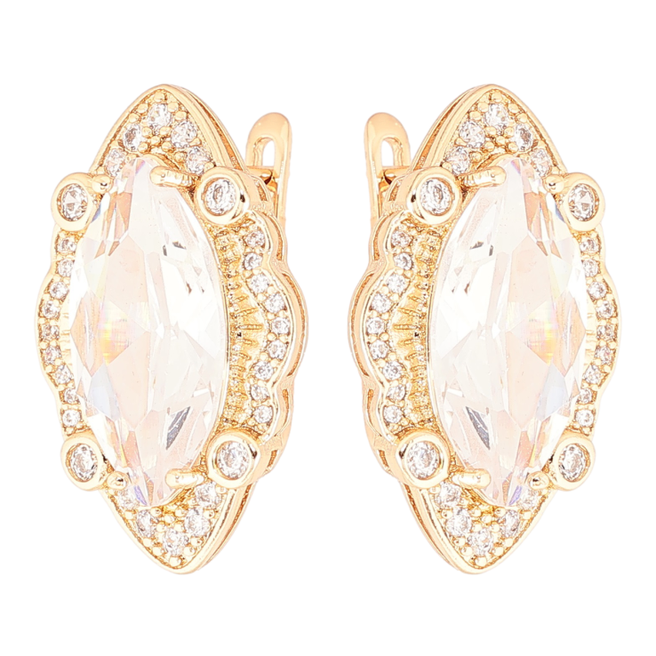 Серьги Xuping Позолота 18K английский замок Фианит в декоративной оправе с цирконием фото №2 Серьги Xuping Позолота 18K английский замок Фианит в декоративной оправе с цирконием фото №2