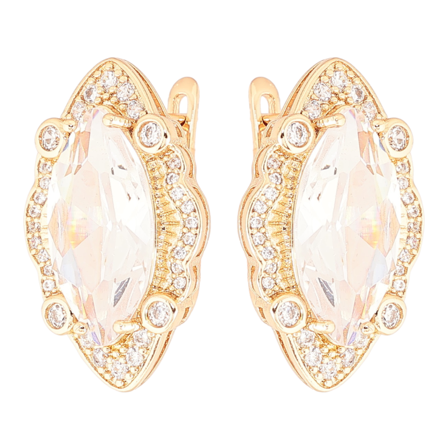 Серьги Xuping Позолота 18K английский замок Фианит в декоративной оправе с цирконием фото №1 Серьги Xuping Позолота 18K английский замок Фианит в декоративной оправе с цирконием фото №1