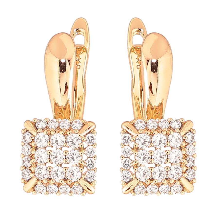 Серьги Xuping Позолота 18K английский замок Инкрустация цирконием фото №1 Серьги Xuping Позолота 18K английский замок Инкрустация цирконием фото №1