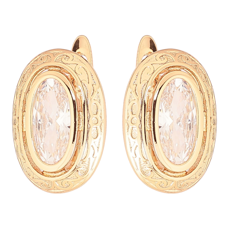 Серьги Xuping Позолота 18K английский замок Овалы с фианитами фото №22 Серьги Xuping Позолота 18K английский замок Овалы с фианитами фото №22